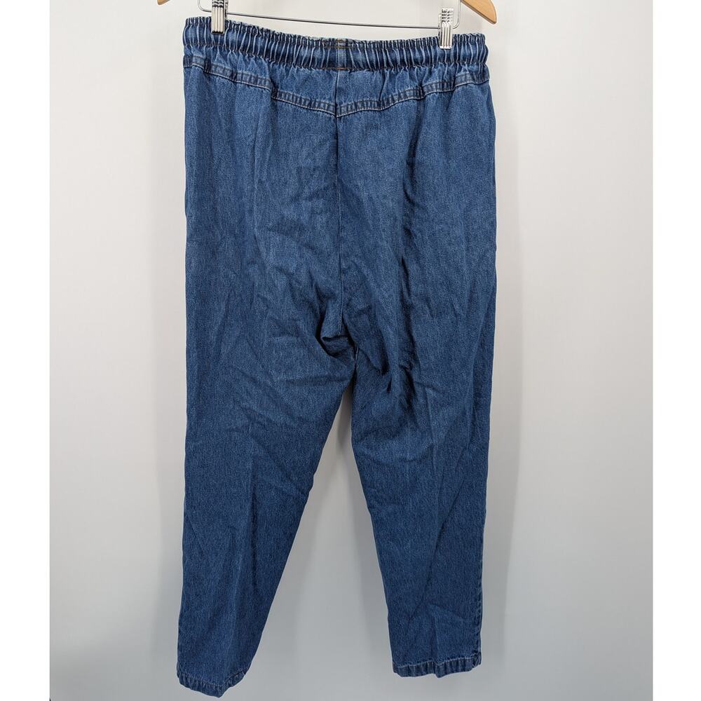 Bobbie Brooks Vintage Elastic Waist Drawstring Jeans Size 16 Blue Denim USA Made - Picture 2 of 4